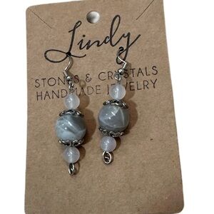 Gray Moonstone/Montana Agate Handmade Stones/Crystals Earrings